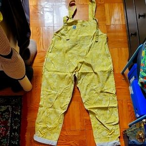 Lucy & Yak Yellow Print Dungarees Medium
